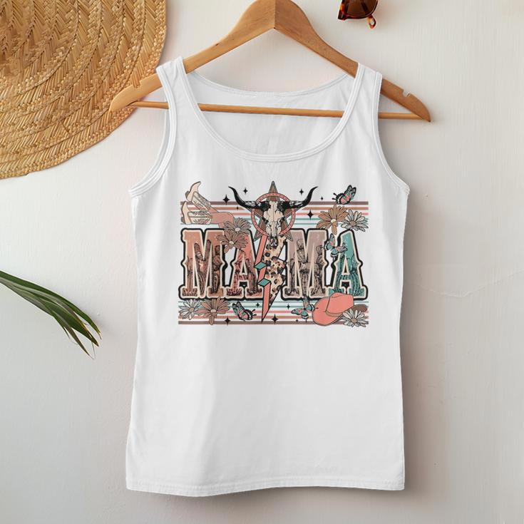 Mama Western Country Cow Skull Cowhide Mom Hippies Mama Women Tank Top Unique Gifts
