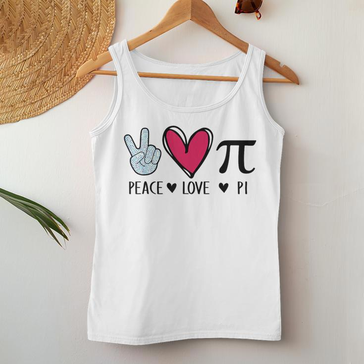 Peace Love Pi Math Lover Teacher Pi Day Mathematic Pi Symbol Women Tank Top Funny Gifts