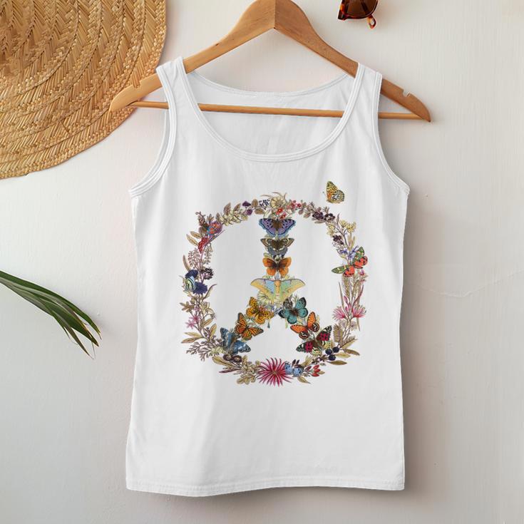 Peace Sign Butterflies Flowers 60'S 70S Retro Hippie Women Tank Top Unique Gifts