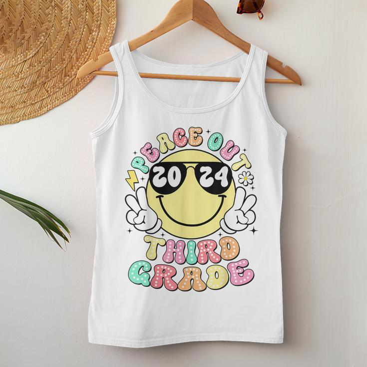 Peace Out Third Grade Retro Smile Last Day Of School 2024 Women Tank Top Unique Gifts