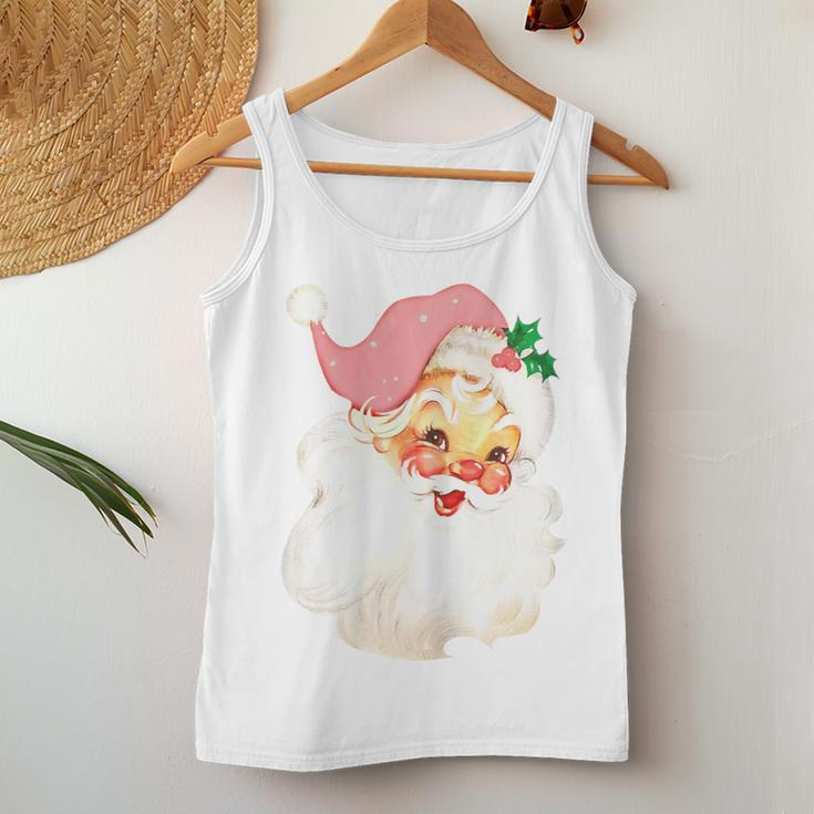 Pink Santa For Girls Christmas Retro Holiday Vintage Women Tank Top Unique Gifts