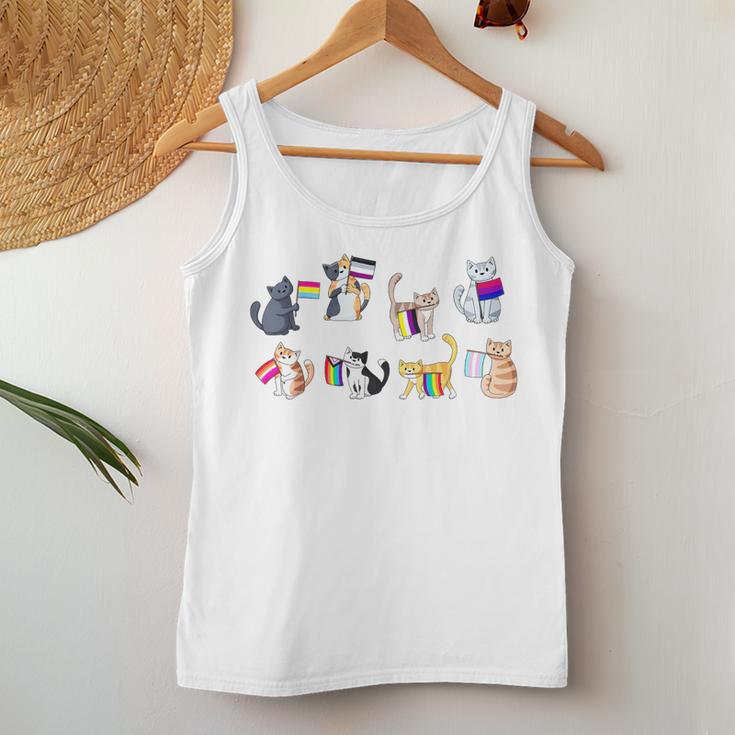 Pride Flags Cat Lgbt Pride Rainbow Trans Ace Pan Bi Lesbian Women Tank Top Unique Gifts