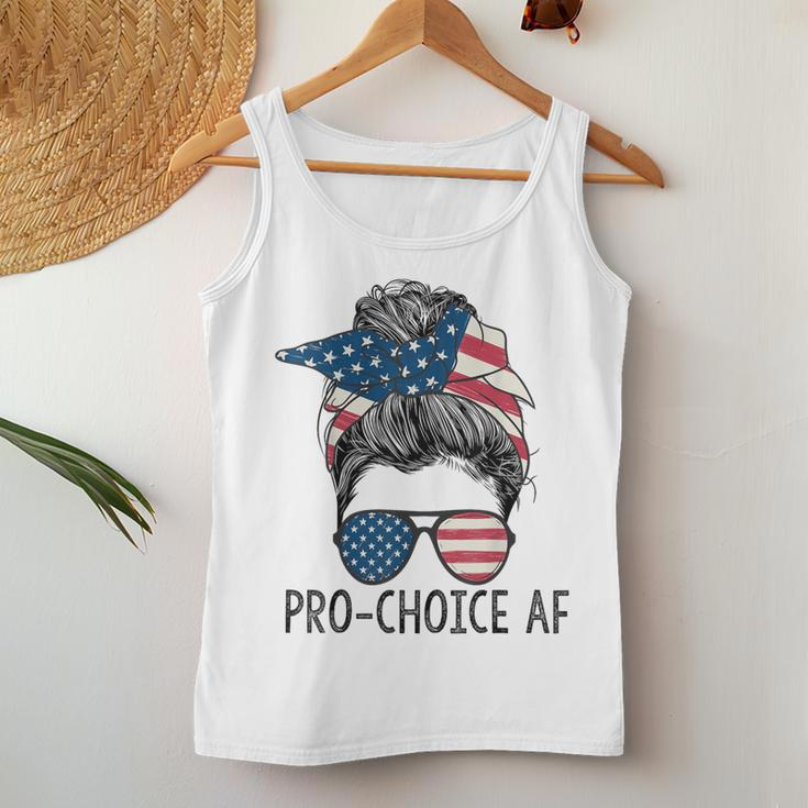 Pro Choice Af Messy Bun Us Flag Reproductive Rights Women Tank Top Unique Gifts