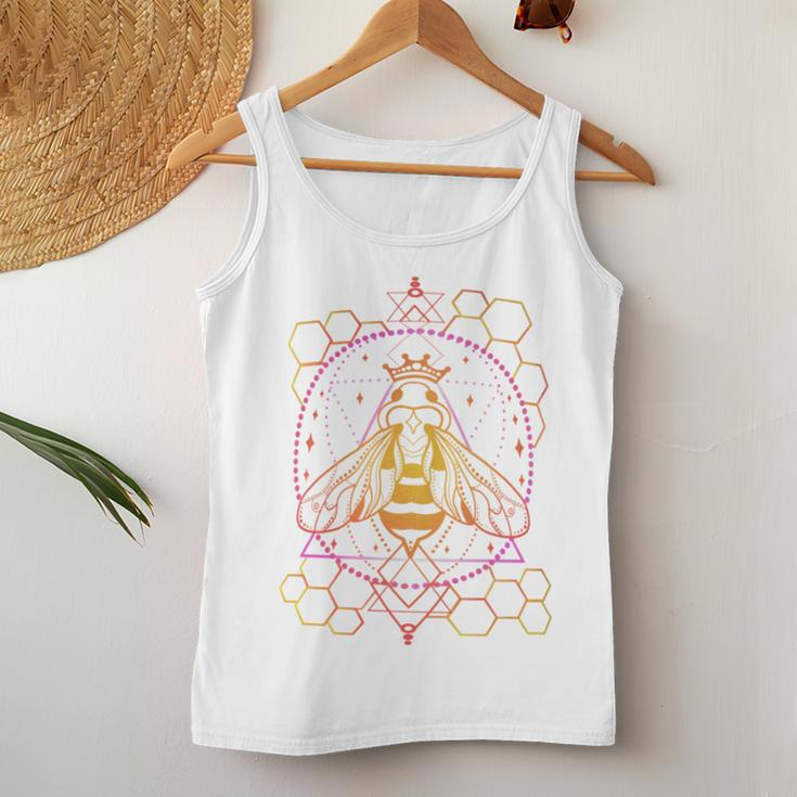 Queen Bumble Bee Geometric Rainbow Silhouette Honeycomb Women Tank Top Unique Gifts