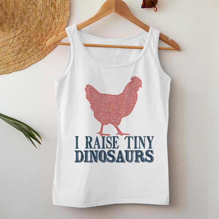 I Raise Tiny Dinosaurs Vintage Retro Chicken Silhouette Women Tank Top Unique Gifts