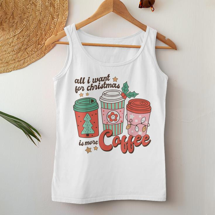 Retro Xmas All I Want For Christmas Is More Coffee Women Tank Top Unique Gifts
