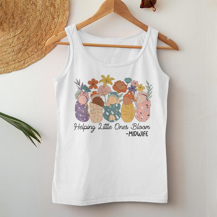Retro Groovy Helping Little Ones Bloom Babies Flower Midwife Women Tank Top Funny Gifts