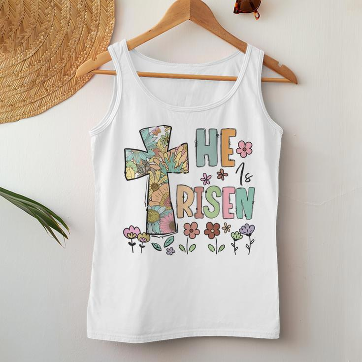 He Is Risen Christian Easter Flowers Jesus Religious Women Tank Top Unique Gifts