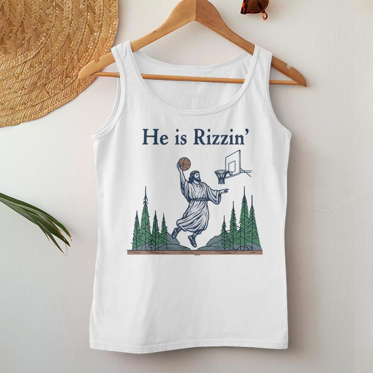 He Is Rizzin Basketball Retro Christian Religious Women Tank Top Unique Gifts