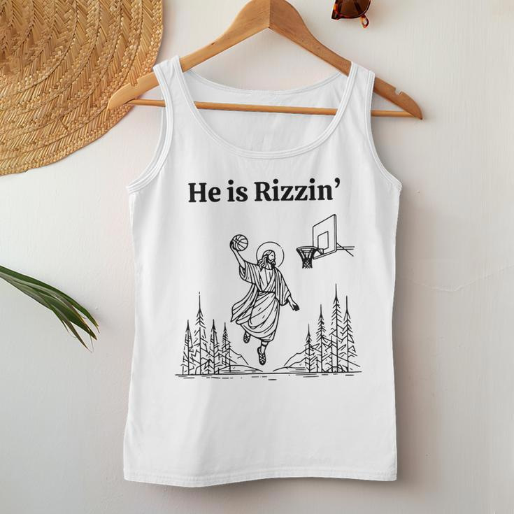 He Is Rizzin Basketball Retro Christian Religious Women Tank Top Unique Gifts
