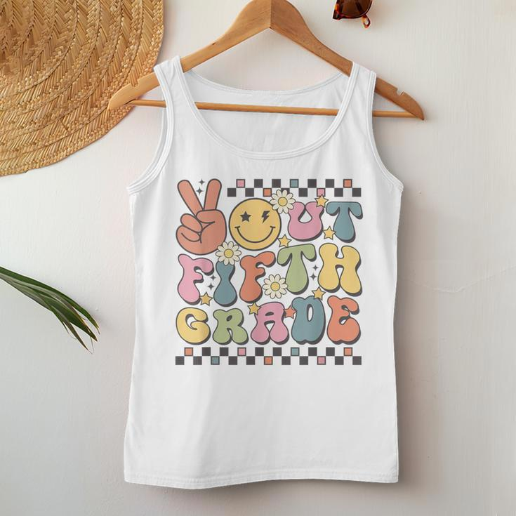 School Last Day Of 5Th Grade Groovy Peace Out Fifth Grade Women Tank Top Unique Gifts