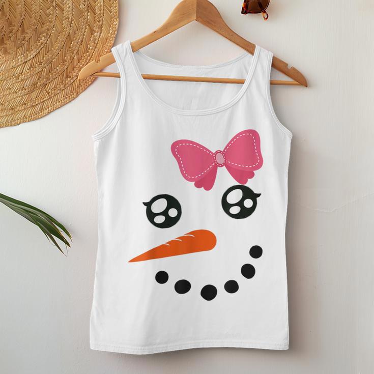 Snow Girl Snowman Face Carrot Nose Pink Bow Women Tank Top Unique Gifts