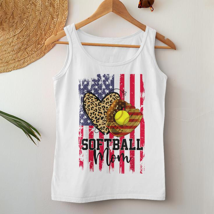 Softball Mom American Flag Patriotic 4Th Of July Women Women Tank Top Funny Gifts