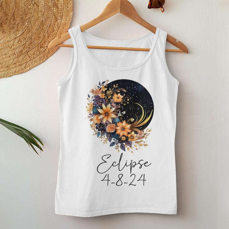 Solar Eclipse With Floral Flowers Women Tank Top Unique Gifts