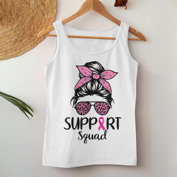 Support Squad Messy Bun Pink Breast Cancer Awareness Women Women Tank Top Unique Gifts