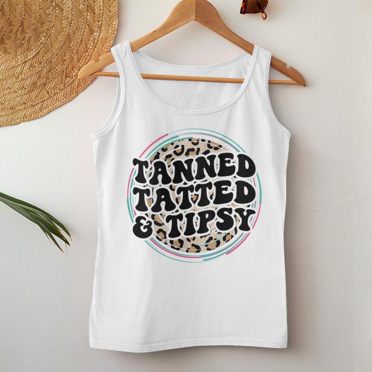 Tanned Tatted And Tipsy Groovy Hot Mom Beach Summer Vacation Women Tank Top Unique Gifts