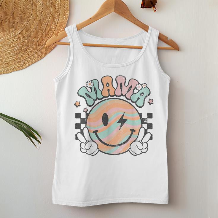 Verzweifelte Mama Kariert Groovy Smile Mama Life Muttertag Tank Top Frauen Lustige Geschenke