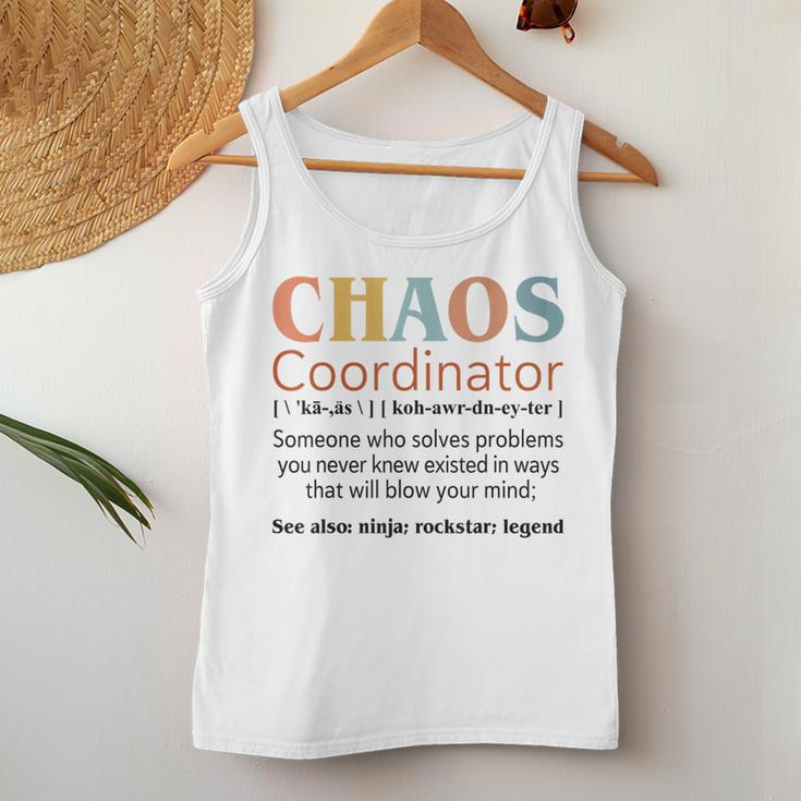 Vintage Chaos Coordinator Definition Teachers Mom Boss Women Women Tank Top Unique Gifts