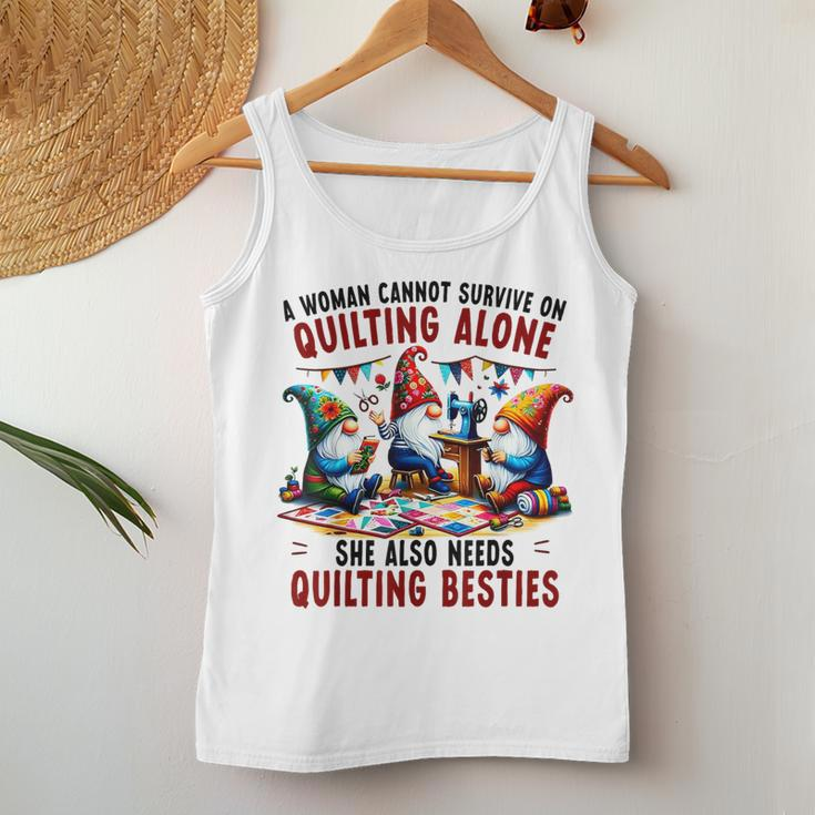 A Woman Cannot Survive On Quilting Alone She Also Needs Women Tank Top Unique Gifts