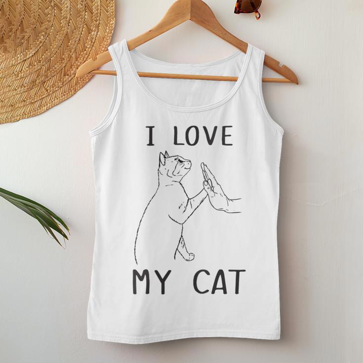 Women's I Love My Cat Tank Top Frauen Lustige Geschenke