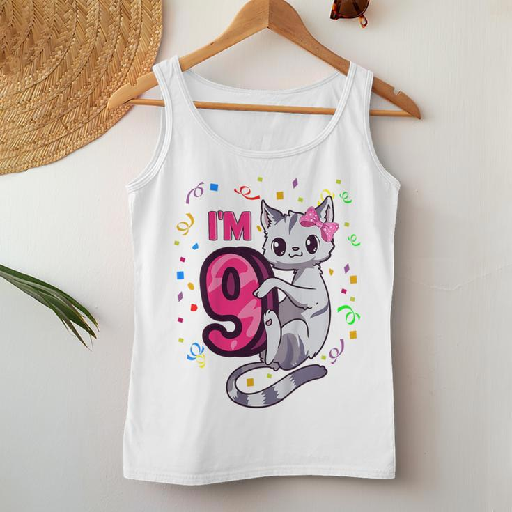 Youth Girls 9Th Birthday Outfit I'm 9 Years Old Cat Kitty Kitten Women Tank Top Funny Gifts