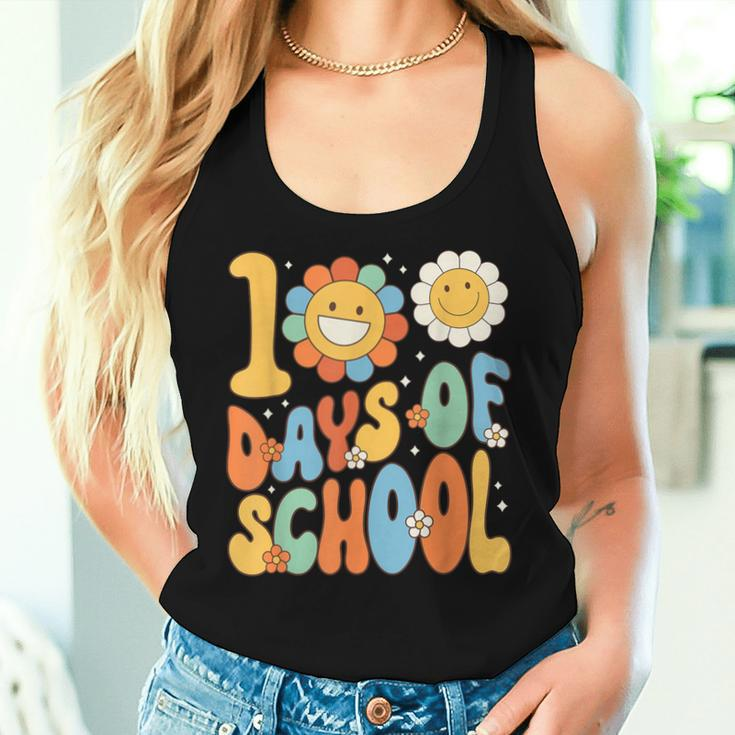 100 Days Of School Groovy 100Th Day Of School Teacher Women Tank Top Gifts for Her