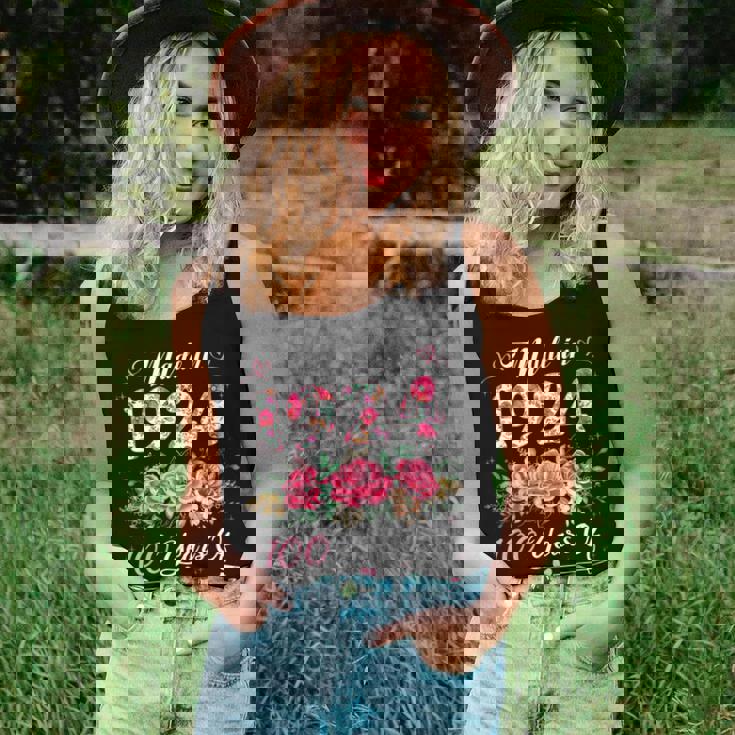 100 Year Old Made In 1924 Floral 100Th Birthday Women Women Tank Top Gifts for Her