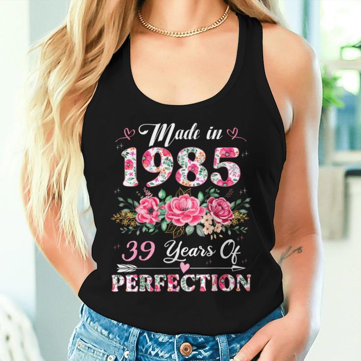 39 Year Old Made In 1985 Floral 39Th Birthday Women Women Tank Top Gifts for Her