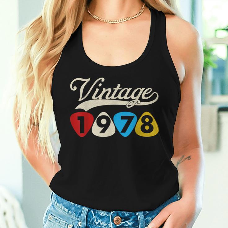 46Th Birthday Guitar Pick Retro Vintage 1978 Women Tank Top Gifts for Her