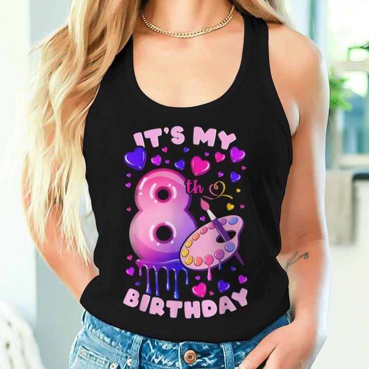 8Th Birthday Girl 8 Years Painting Art Number 8 Women Tank Top Gifts for Her