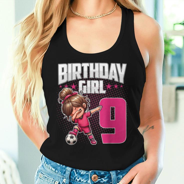 9 Geburtstag Mädchen Fußball Dabbing – 9 Jahre Altes Mädchen Geburtstag Tank Top Frauen Geschenke für Sie