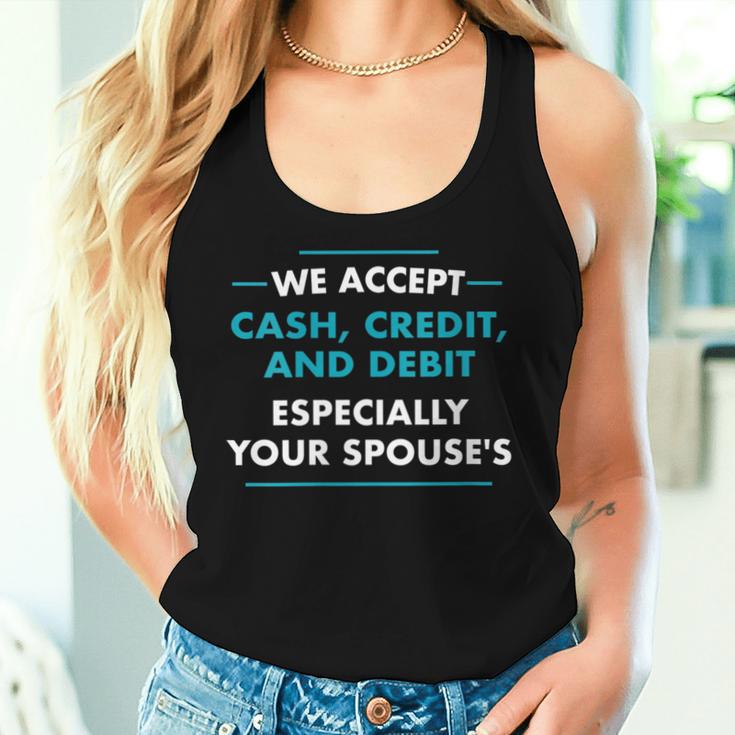 We Accept Cash Credit Debit Vendor Market Craft Fair Women Tank Top Gifts for Her