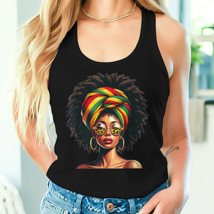 Afro Woman African Melanin Headscarf Nubian Black History Women Tank Top Gifts for Her