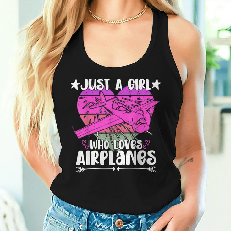 Airplane Lover Vintage Just A Girl Who Loves Airplanes Women Tank Top Gifts for Her