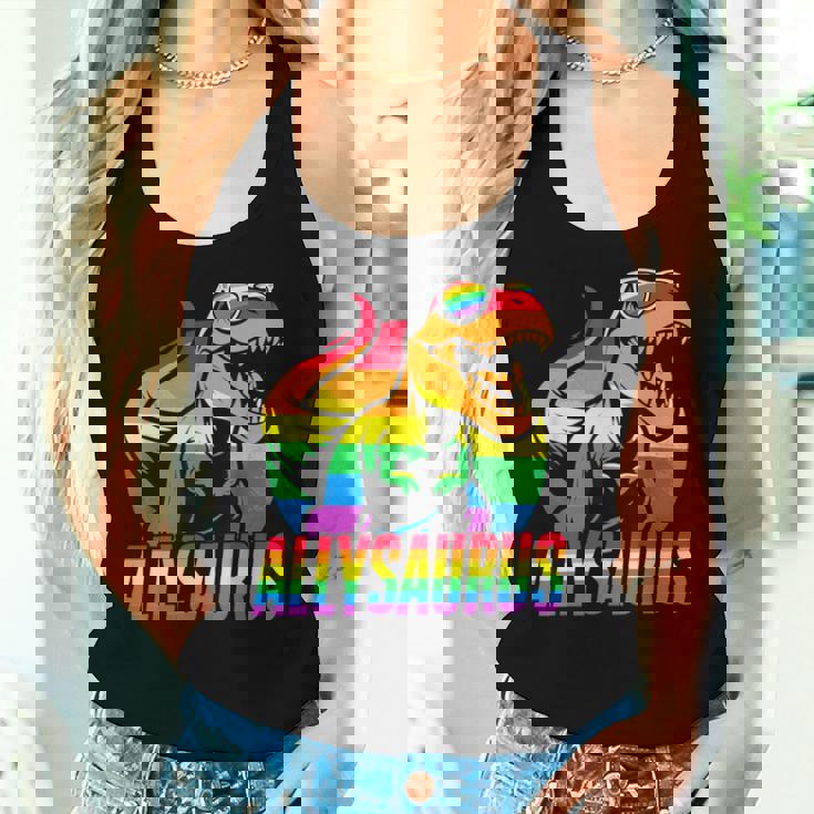 Allysaurus Lgbt Rainbow Flag Ally Dinosaur Lgbt Pride Women Tank Top Gifts for Her