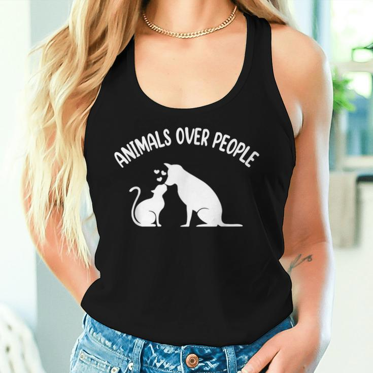Animals Over People Animal Lover Vegan Plant Based Veganism Women Tank Top Gifts for Her