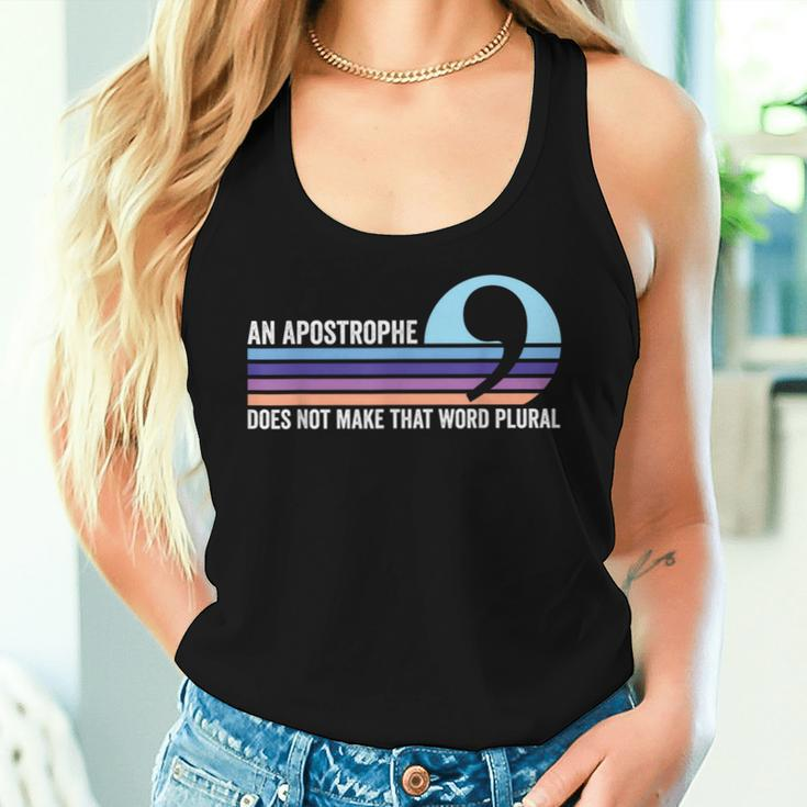 Apostrophe Does Not Make Vintage Stripe Teacher Women Tank Top Gifts for Her