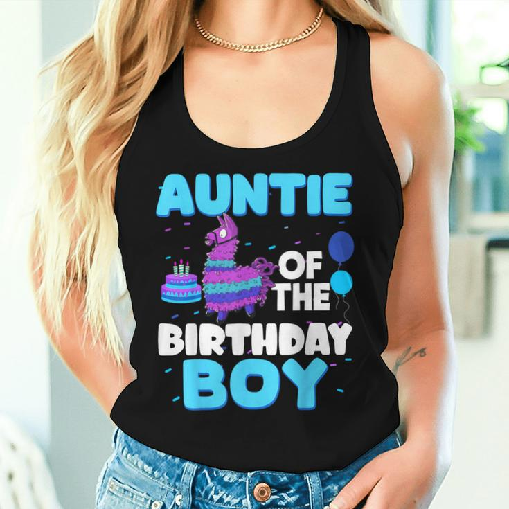Auntie Of The Birthday Boy Llama Family Party Decorations Women Tank Top Gifts for Her