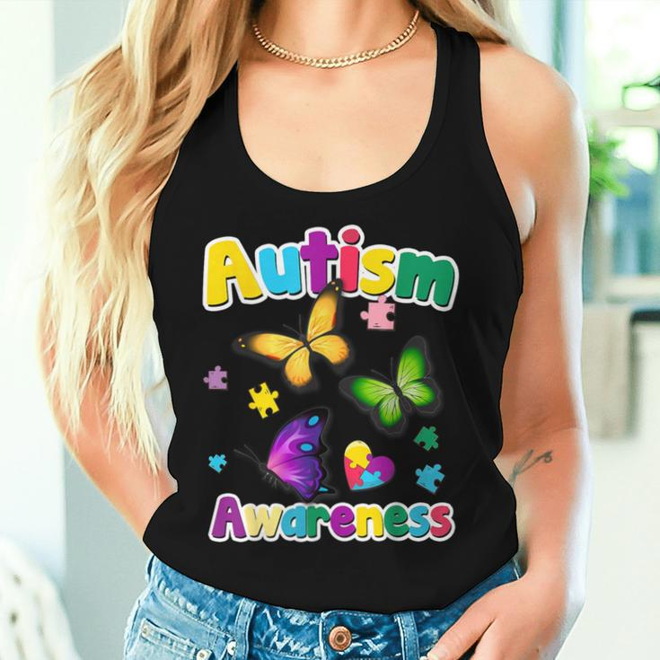 Autism Awareness Butterfly Puzzle Pieces Women Tank Top Gifts for Her