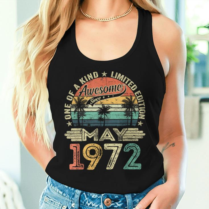 Awesome Since May 1972 Vintage 52Nd Birthday Women Women Tank Top Gifts for Her