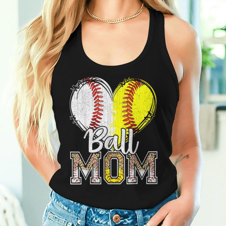 Ball Mom Heart Baseball Softball Mama 2024 Women Tank Top Gifts for Her