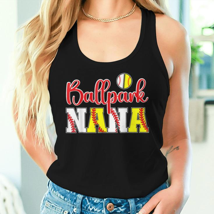 Ballpark Nana Softball Baseball Nana Grandma Women Tank Top Gifts for Her
