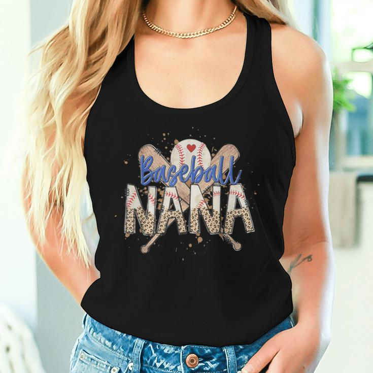 Baseball Nana Game Day Leopard Retro Baseball Mother's Day Women Tank Top Gifts for Her