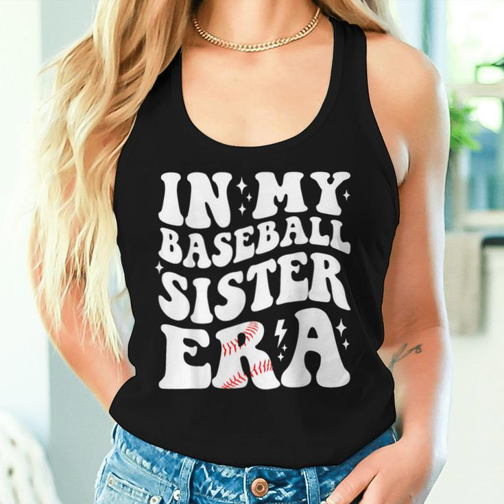 In My Baseball Sister Era Groovy Retro Proud Baseball Sister Women Tank Top Gifts for Her