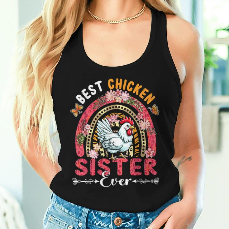 Best Chicken Sister Ever Mother's Day Flowers Rainbow Farm Women Tank Top Gifts for Her