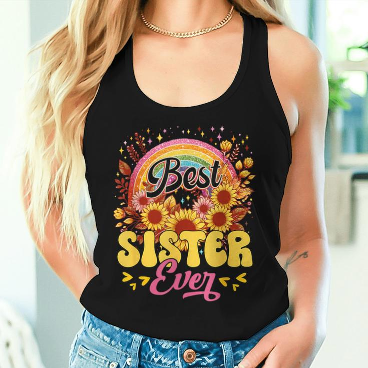 Best Sister Ever Sunflowers Colourful Rainbow Mother's Day Women Tank Top Gifts for Her