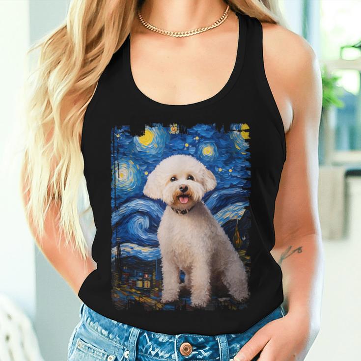 Bichon Frisé Hund Sternennacht Malerei Hund Mama Papa Tank Top Frauen Geschenke für Sie