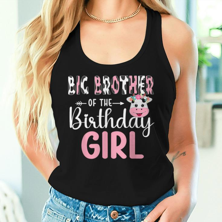 Big Brother Of The Birthday Girl Farm Cow 1 St Birthday Girl Women Tank Top Gifts for Her