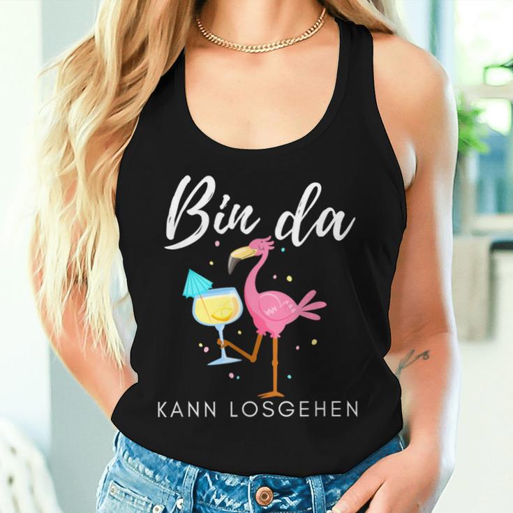 Bin Da Kann Losgehen Flamingo Mit Sekt Tank Top Frauen Geschenke für Sie