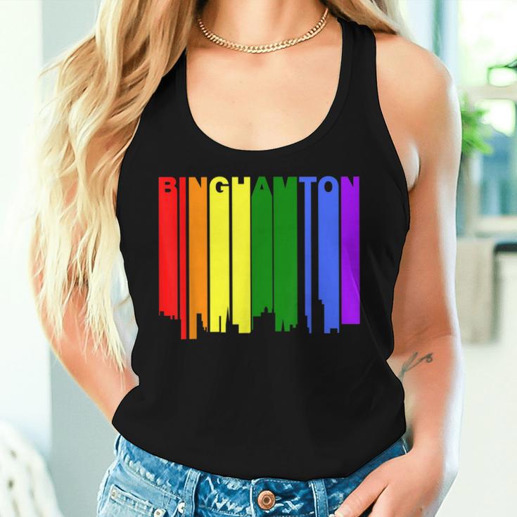 Binghamton New York Lgbtq Gay Pride Rainbow Skyline Women Tank Top Gifts for Her